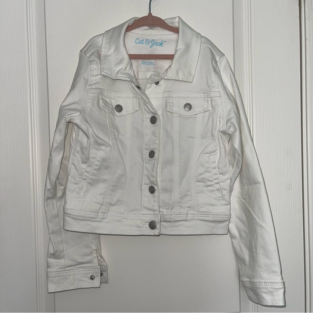 Cat & Jack White Denim Jacket Girls Size 7/8